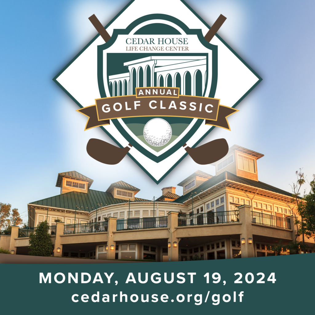 Cedar House Golf Classic logo with image of Victoria Club and banner that says: Monday, August 19, 2024 - cedarhouse.org/golf